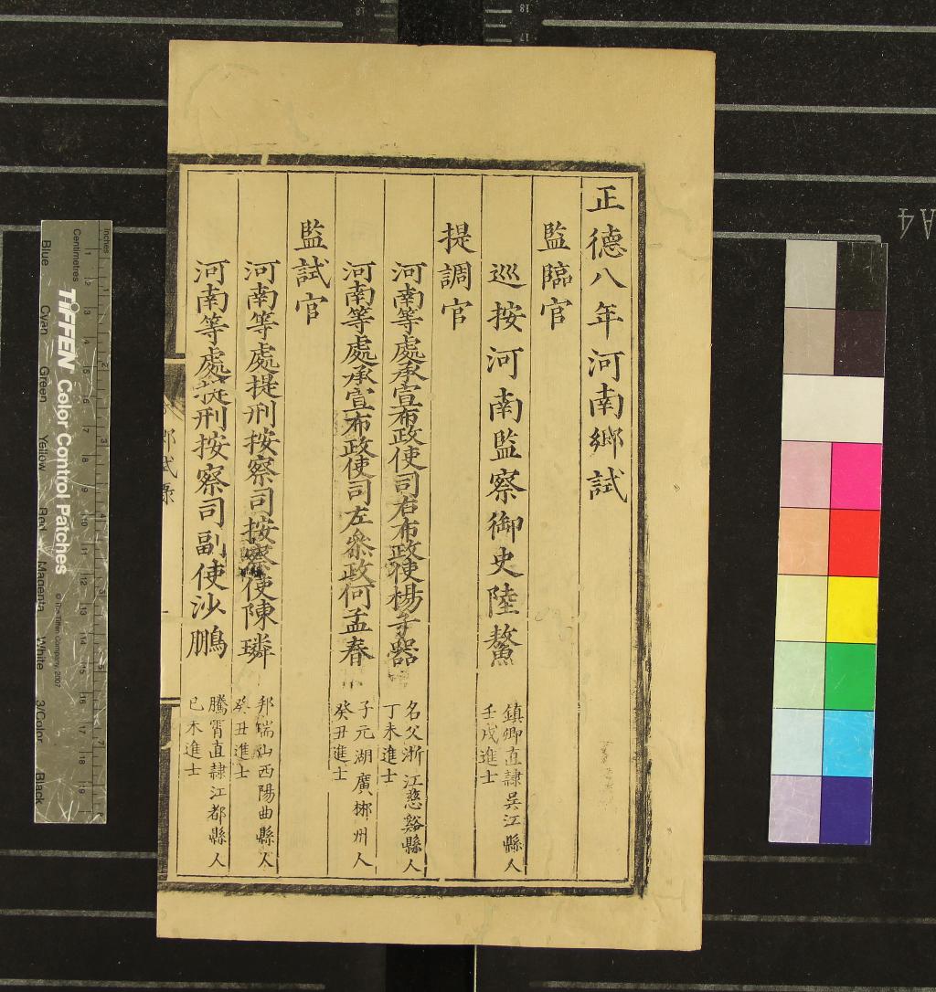 《正德八年河南鄉試錄一卷》作者：(明正德)  刻本  PDF下载-汉笺公版书